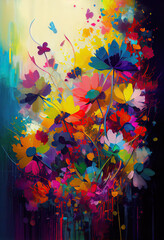 Vivid colors like blooming wildflowers form stunning abstract art