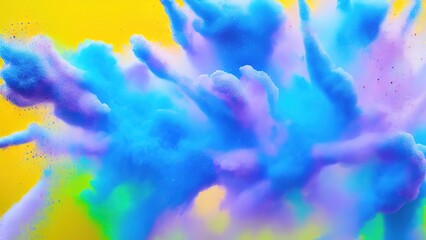 Obraz na płótnie Canvas Abstract blue dust on white background. Freeze motion of blue powder splash.