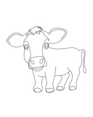 Cow cartoon drawing simple and easy black and white PNG