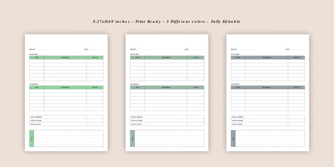 Vector budget planner template