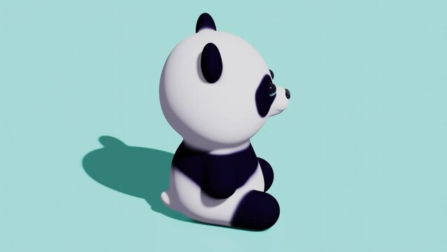 Cute little panda sitting. Abstract loop animation