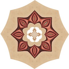 decorative wood brown flower pattern octagonal pattern