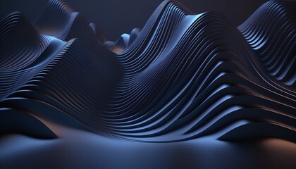 Dark blue background with waves. Generative Ai.