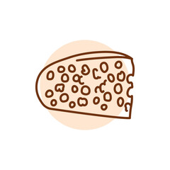 Emuntey cheese black line icon. Dairy product.
