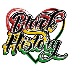 Black History Colorful Text With Grunge Heart. Celebrated annual. In February in United States and Canada. In October in Great Britain. Poster, card, banner, background. Vector illustration