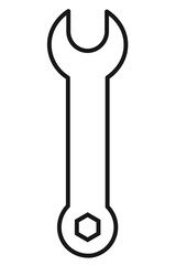 wrench tool in instagram minimalist black design with transparent background