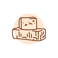 Limburger cheese black line icon. Dairy product.