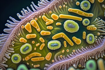 Bacteria, close up, detailed. Generative AI.