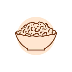 Sour milk cheese in a plate black line icon. Dairy product.