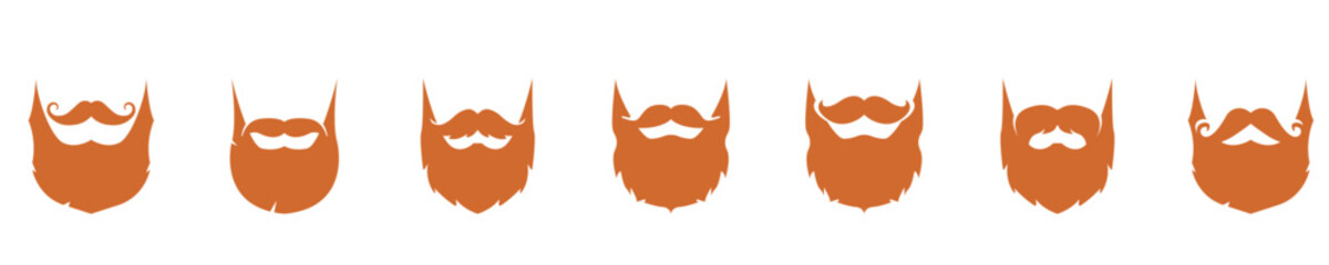 Red beard collection flat icons. St. patrick's day vector illustration