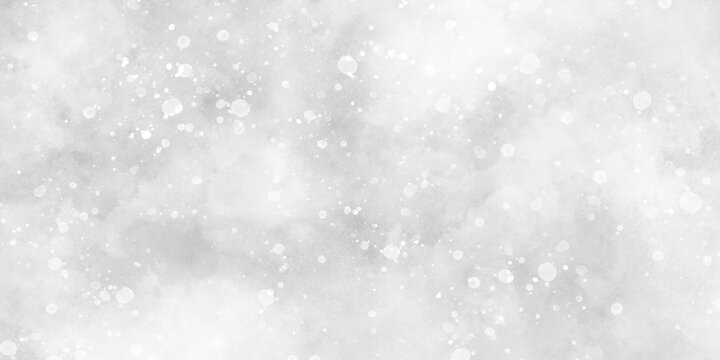 Abstract light blur defocused white background with bokeh, Beautiful winter background of snow floating into air randomly, light grey bokeh background for wallpaper, invitation, cover and design.