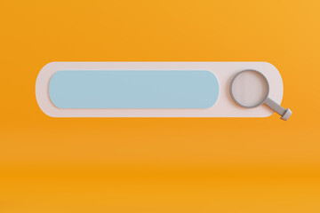 Navigation and search concept. Search bar 3d icon. 3D Render Illustration.