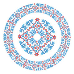 Round frame cross-stitch motifs folk embroidery