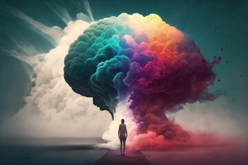 An illustration showcasing the confusion and lack of clarity associated with a foggy brain. Mental health concept. Ai generated. - obrazy, fototapety, plakaty