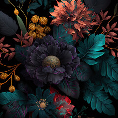 Spring floral patterns dark and vibrant