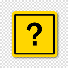 Question mark in a yellow square road sign. Vector clipart illustration on a transparent background.