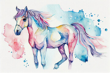 A majestic horse in boho style, with intricate patterns, feathers, and flowers, generative ai
