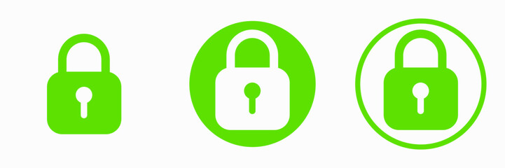 Set of lock icons, padlock icon. Safety protect symbols. Padlock closed symbols. Sign of locked padlock. Vector clipart illustration.