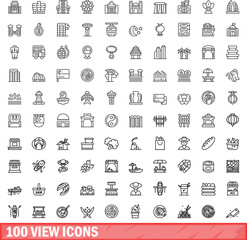 100 view icons set. Outline illustration of 100 view icons vector set isolated on white background