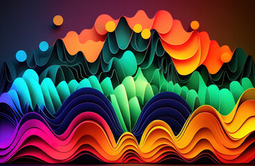 Fototapeta premium Abstract layered background with colorful gradient. Ai generative