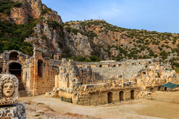 Fototapeta premium Ruins of ancient Greek-Roman theatre of Myra in Demre, Antalya province in Turkey
