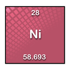 Illustrazione con simbolo elemento chimico metallo Nichel su sfondo trasparente