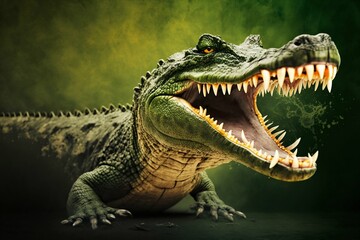 Fototapeta premium Alligator crocodile in water. Generative AI