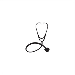 stethoscope vector icon flat design silhouette.
