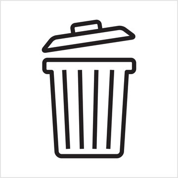 Trash bin sign. Garbage can symbol. Rubbish container sign. Vector template design.