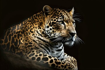Fototapeta na wymiar Leopard high quality closeup. Generative AI