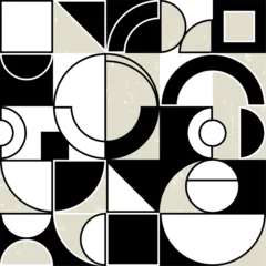 Gardinen abstract geometric background pattern, retro style, with circles, semicircle, squares, paint strokes and splashes © Kirsten Hinte