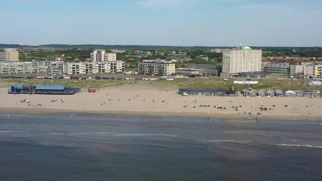 Aerial from Zandvoort aan Zee at the North Sea coast in the Netherlands