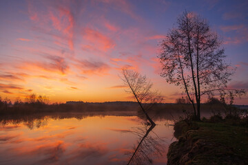 majestic sunrise over the river
