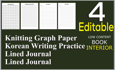 Knitting Graph Paper 
Korean Writing Practice Paper
Lined Journal 
