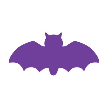 シンプルなコウモリのイラスト　シルエット　紫　単体