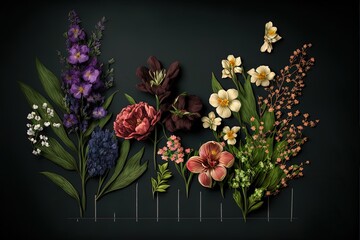 Floral graphic, floral background. AI
