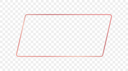 Rose gold glowing rounded rectangular shape frame