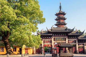Fototapeta premium Landscape of Longhua temple,located in Shanghai,China