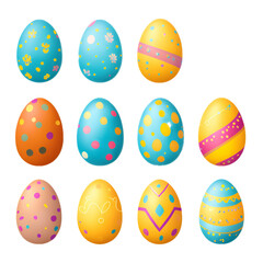 set of eggs - easter eggs on transparent background - Generative AI