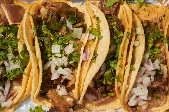 Tacos, the classic Mexican street food, as served in Corona, Queens, New York City, USA