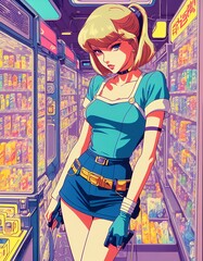 Pop culture retro anime girl