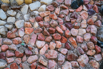 Premium Quality Multicolor quartz aquarium substrate. Colorful decorative gravel background. Garden pond gravel backdrop. Terrarium natural Sand texture. Cacti Succulents sandy Soil Mix. Banner.