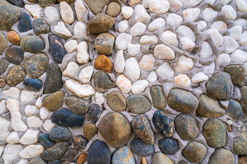 Premium Quality Multicolor quartz aquarium substrate. Colorful decorative gravel background. Garden pond gravel backdrop. Terrarium natural Sand texture. Cacti Succulents sandy Soil Mix. Banner.