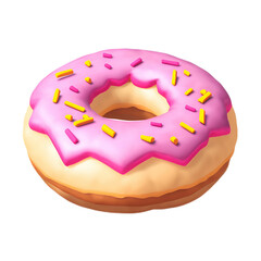 donut with sprinkles - donut Illustration - vanilla donut on transparent background - Generative AI