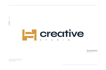 Initial Letter S and H Logo with Elegant and Minimalist Style. SH or HS Monogram Logo with Negative Space Concept