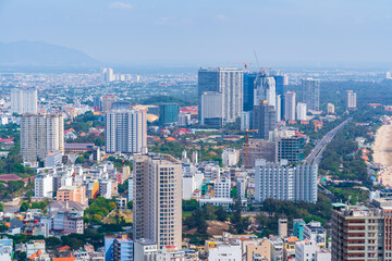 Fototapeta premium Vung Tau is a famous coastal city in the South of Vietnam. Vung Tau city aerial view in the morning, Vung Tau is the capital of the province since the province's founding. Travel concept
