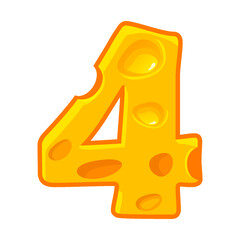 Cheese number 4. Four font kids number. Figure 4