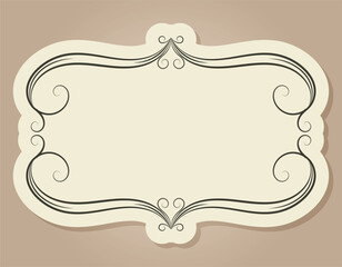 Vintage old frame or label with elegant swirls ornament. Vector isolated banner or template.