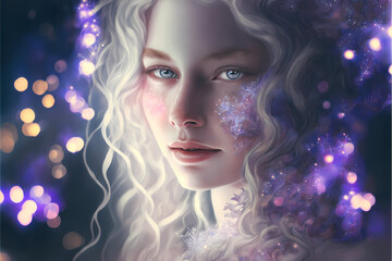 illustration of a woman's face illuminated by a lamp