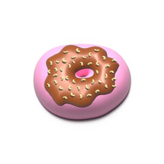 Glazed Pink Donut 3d rendered realistic design set of elements. Sweet food, donuts with sprinkle. 3d Render illustration isolated on white background with alpha channel.